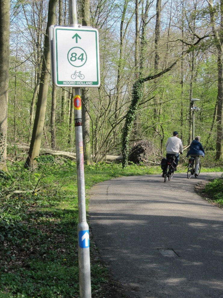 Linksaf fietspad in